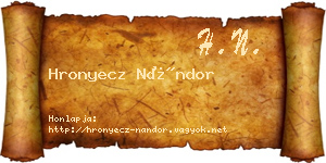 Hronyecz Nándor névjegykártya
